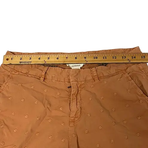 Sundance Pants 6 Orange Floral Applique Accents Skinny Mid Rise Cotton Stretch