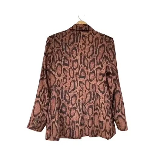 We Wore What NWT Danielle Bernstein Snakeskin Shaped Blazer 00 Brown Black Cognac