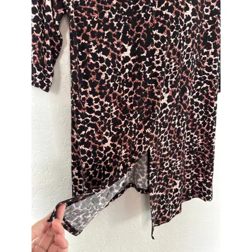 Soma Animal Print Soft Night Shirt Nightie Top 1/2 Sleeve Brown Black Cheetah