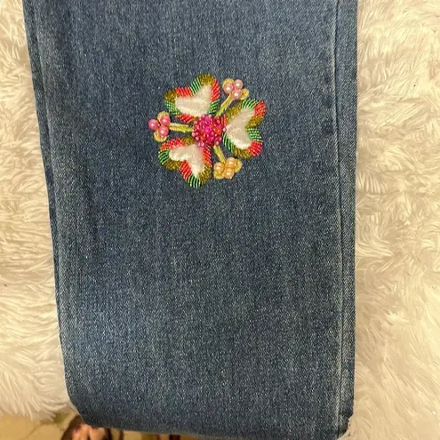 NWT Vintage 80s Cedars Beaded Embellished High waist jeans Blue Size 10