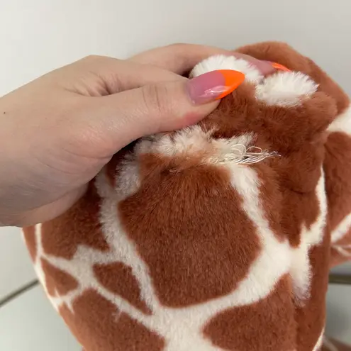 Y2K 90's Handmade Orange Creme Giraffe Print Plush Shoulder Bag Purse