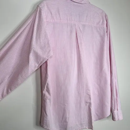 Bugle Boy Vintage Women's Pink & White Striped Button Down Preppy Academia Shirt