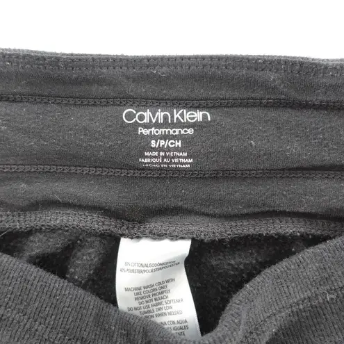 Calvin Klein |  | Cuffed Logo Print Drawstring Black Sweatpants Joggers