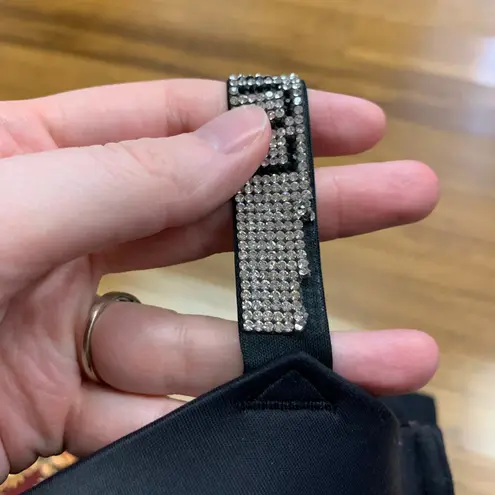 Luvlette Black Rhinestone Strap Padded Underwire Bra Size 38DD Underwire Lined