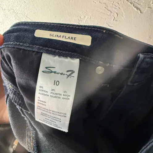 Seven7 Women's Blue Denim Flare Jeans Size 10 Short Inseam 29 Western Casual