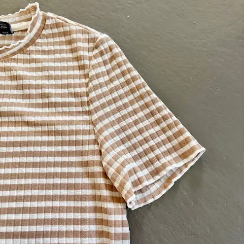 VERO MODA Short Sleeve Striped Yellow White Shirt XS