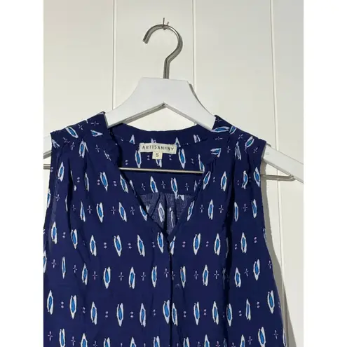 Artisan NY Sleeveless Blouse Boho V-Neck Soft Airy Blue Size Small
