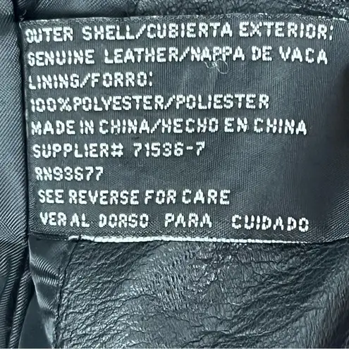 Jacqueline Ferrar Black Genuine Leather Double Breasted Lined Coat, Size Medium