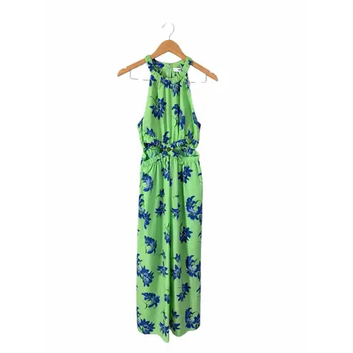 Likely Karrica Maxi Dress Green Blue Floral Print Cut Out Halter Size 8 NEW