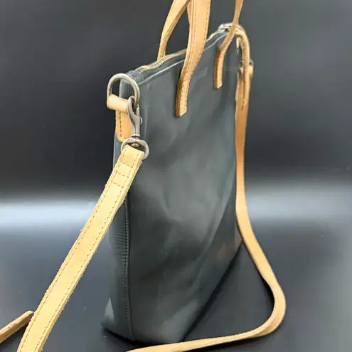 ABLE Abera Commuter Small Tote Matte Black/Cognac Leather Crossbody Tote Bag Black