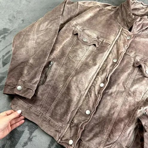 Free People  Womens Jacket Size M/L Trucker Velour Heavy Unique Boho Retro Lined