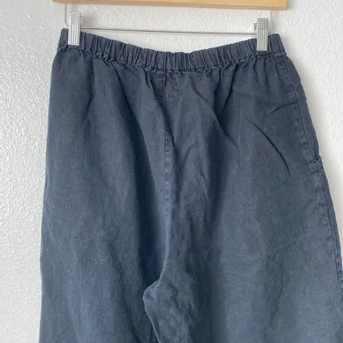 Flax S Black Linen Straight Leg Pants