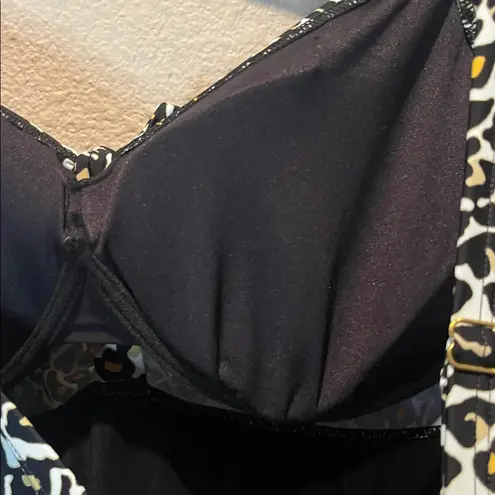 Swimsuits for All Women’s Leopard Print Swim Dress Size 24 Black