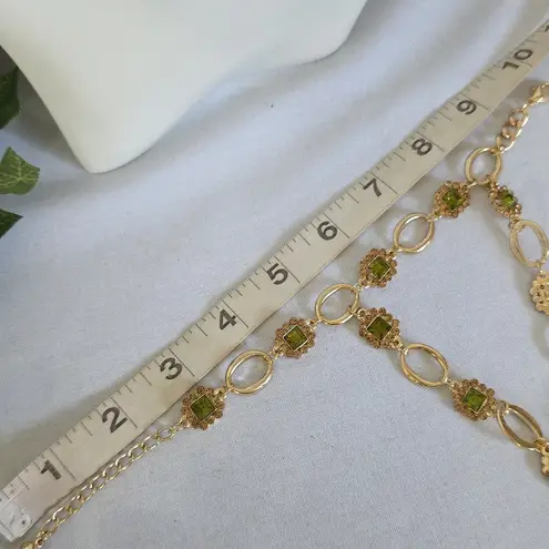 Boutique Gold with Green Crystal Stones Glam Ankle Bracelet