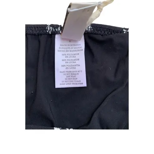 Lemlem Swim Luchia Pouf Bikini Top Short Sleeve Black White Medium NWT