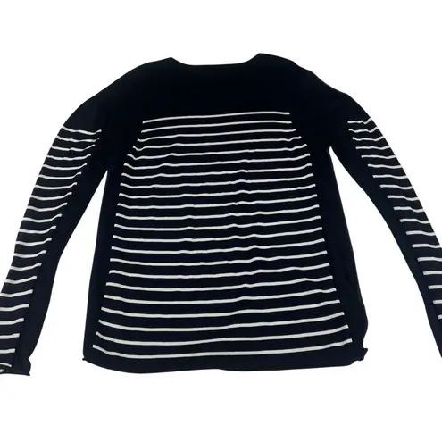 T Alexander Wang Side Sheer Panels Striped Lightweight Long Sleeve Sweater Blue Size M