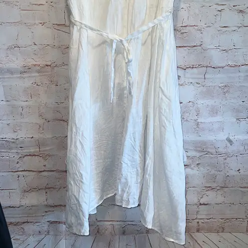 ZARA  Woman linen blend hi low sleeveless blouse business casual S white tie back