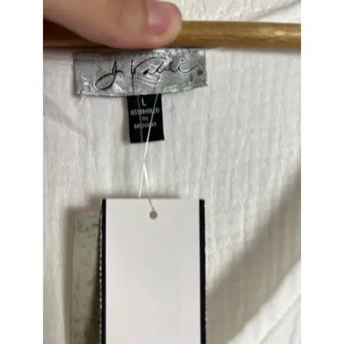 J Valdi White Cotton Gauze Tiered Swimsuit Beach Coverup Tunic Mini Dress Size L Size L