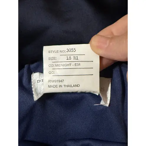 NWT Dessy Collection Size 18 R1 Midnight Navy Blue Keyhole Back Dress Gown FLAW