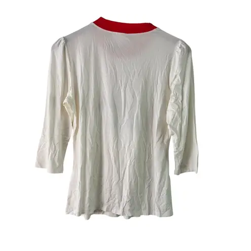 Unique Vintage Felix the Cat x Top 1X/16 Cream Red Trim 3/4 Sleeve