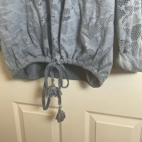 Anthropologie | Saturday Sunday Blue Top with Drawstring Waist size small