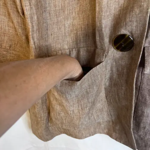 Austin Reed Light Brown 100% Linen Tunic Boyfriend Jacket Lightweight Size 10