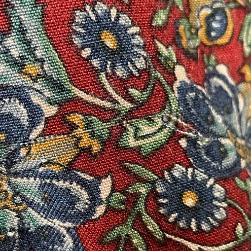 Vintage 90s Dress Floral Rayon Skirt Corduroy Vest Momcore Retro Sleeveless Blue Size M