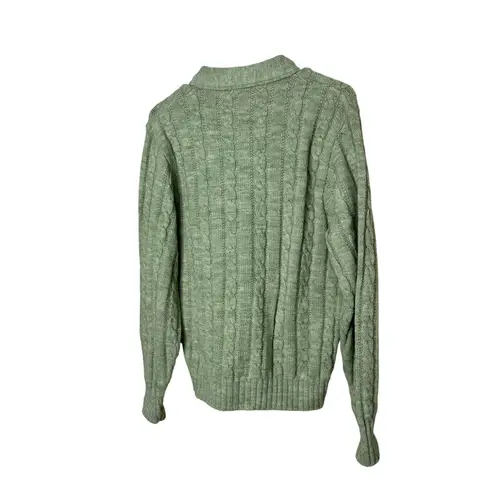 Jantzen Vintage Green Cable Knit Cardigan Sweater Medium V-Neck Button Front