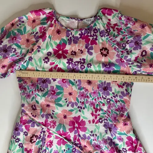 Fate Women Frances Floral Pleated Skirt Dress Sz L Puff Sleeve Colorful Feminine Pink Size L