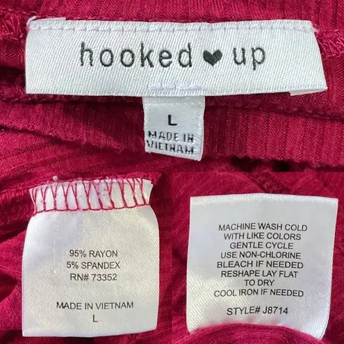 Hooked Up Maroon Ribbed Long Sleeve Peplum Top Large Red