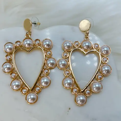 Nordstrom gold pearl heart earrings