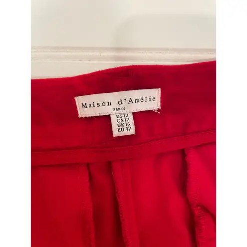 MAISON D’AMELIE Red Velvet High Waist Boot Cut Pants Career Womens Size 12