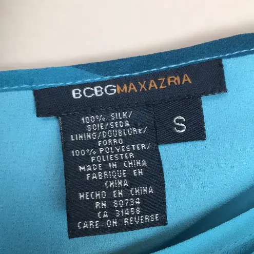 BCBGMAXAZRIA  Women’s Silk Y2K Style Drape Sides Multi Blue Cowl Neck Tank Top