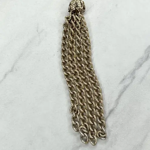 Gold Tone Chain Belt Textured Tassel Charm Boho Small (S) ✨