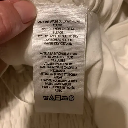 Anthropologie  White Linen Blend Ruffle Bandeau Wrap Crop Top Spaghetti Strap L