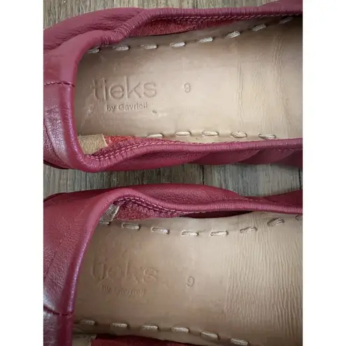 Tieks Womens Burgundy Leather Round Toe Slip On Casual Ballet Flats Size 9