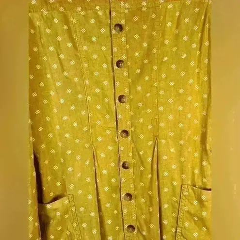 Maeve | Anthropologie Moana Linen Blend Button Back Belted Blouse Size 2 Gold