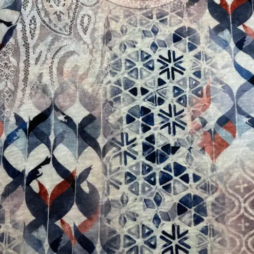 Milano Women's Abstract Print Short Sleeve Top Size S Blue