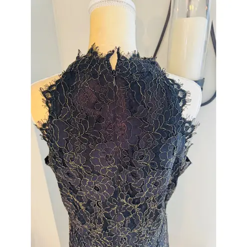 Eliza J Women's Metallic Eyelash Lace Midi-Dress, Black/Gold, Size 16, NWOT