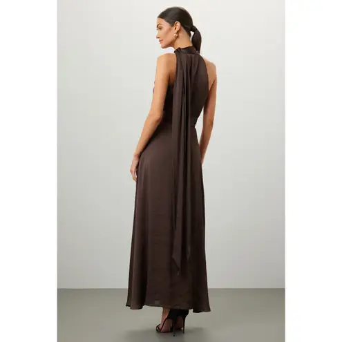 SACHIN & BABI Brown Sleeveless Tie Neck Banded Waist Kayla A