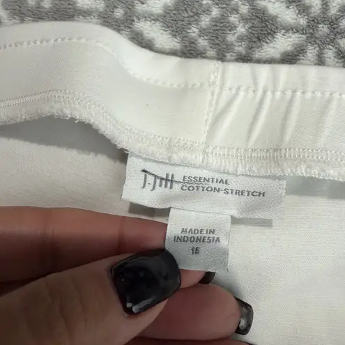 J. Jill Essential Cotton Stretch Versatile Pants In White Pull On Sz 16 Pockets