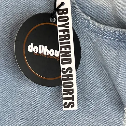 Dollhouse Size 24W Distressed With Holes Rolled Cuff Hem Light Wash Deni…