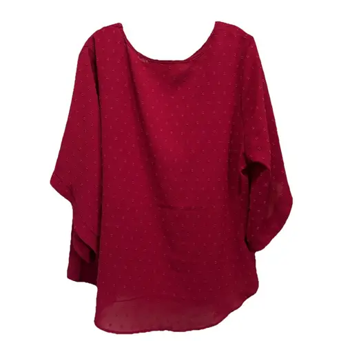 Bloomchic Red Chiffon Textured 3/4 Bell Sleeve Blouse Size 18