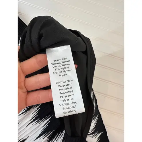 ALLISON NEW YORK Womens Zigzag Dress Black & White Off The Shoulder Midi Size L Size L