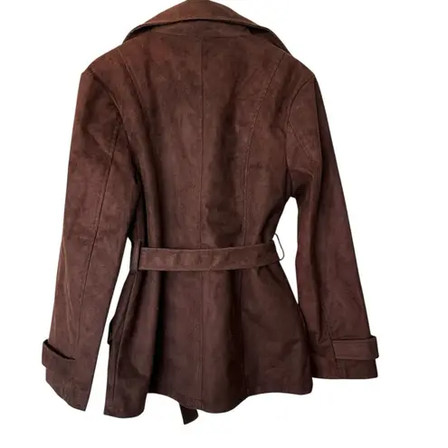 Armani Collezioni A Collezioni Suede chocolate brown leather jacket coat women's M NEW
