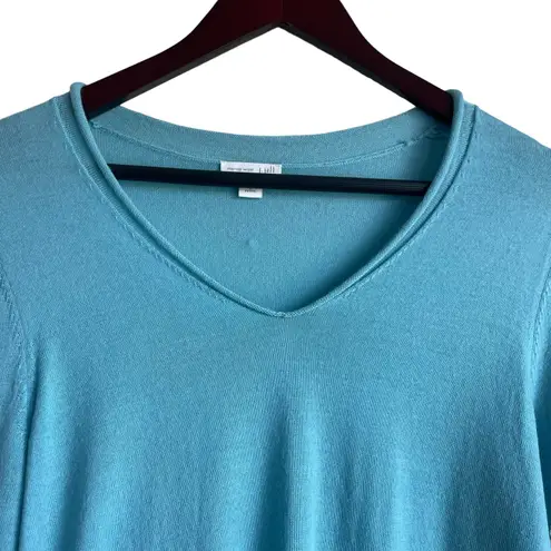 J Jill Women Sweater S Turquoise Lightweight Merino Wool Workwear Quiet Luxury Blue