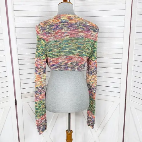Gabrielle Union Marled Rainbow Knit Shrug Sweater Long Sleeve Multicolor Medium