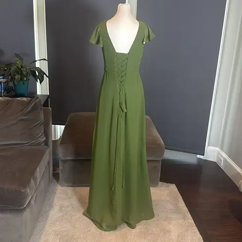 Women’s Green Full Length Chiffon V