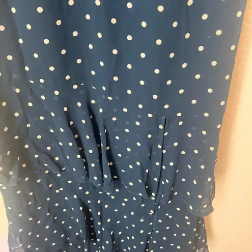 WAYF  navy polka dot ruffle maxi dress size S thumbnail 3