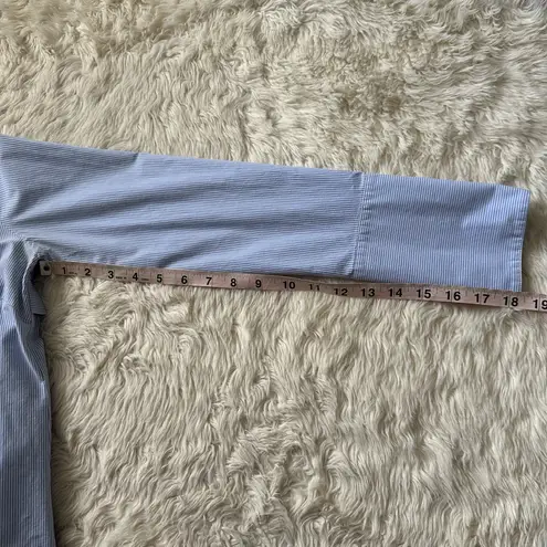 Veronica Beard Top Greer Pleated Stretch Cotton Shirt High Low Hem Striped Sz 4